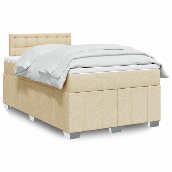 vidaXL Boxspring posteľ s matracom krémový 120x200 cm látka