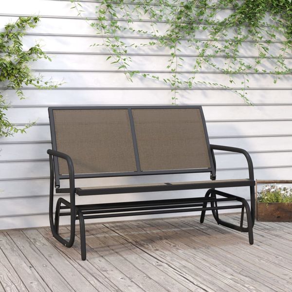 vidaXL Záhradné hojdacia lavica hnedá 120,5x76x86,5cm textilén a oceľ