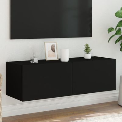 vidaXL TV nástenná skrinka s LED svetlami čierna 100x35x31 cm
