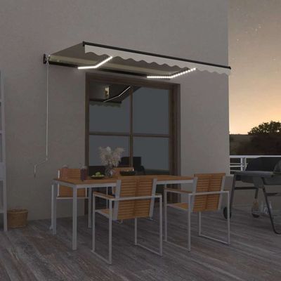 vidaXL Ručne zaťahovacia markíza s LED 350x250 cm krémová