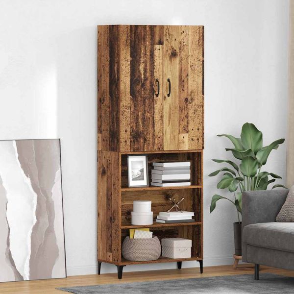 vidaXL Highboard Staré drevo 69,5 x 34 x 180 cm Kompozitné drevo