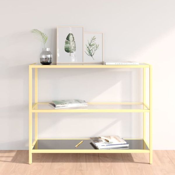 vidaXL Policový regál, čierny a priehľadný 100x36x90 cm, tvrdené sklo