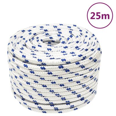 vidaXL Lodné lano biele 14 mm 25 m polypropylén