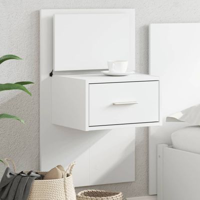vidaXL Nástenná nočná skrinka s LED osvetlením biela