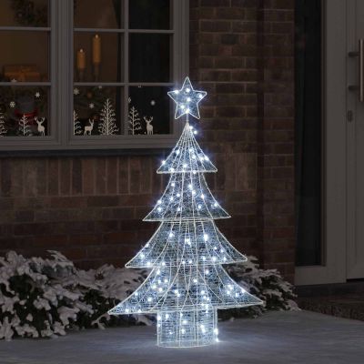 vidaXL Vianočný stromček s 100 LED-i Studená biela 120 cm Akryl