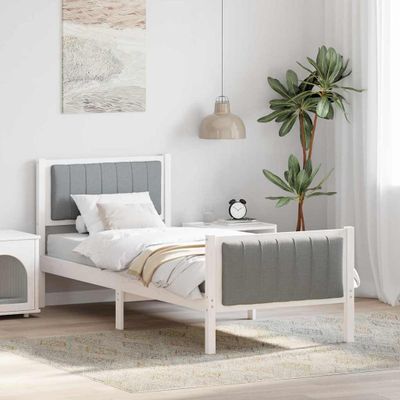 vidaXL Rám postele Biela a svetlosivá 80 x 200 cm Borovicový masív