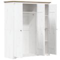 vidaXL Šatník BODO biely a hnedý 146x53,5x173 cm masívna borovica
