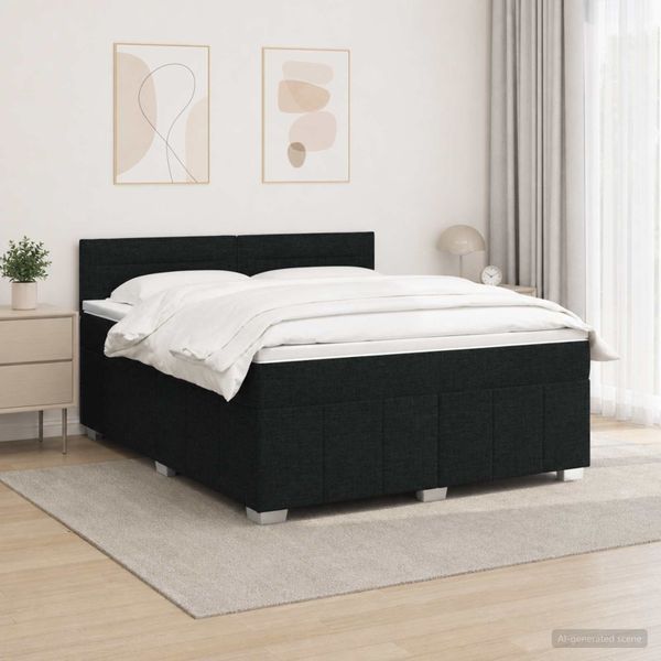 vidaXL LED boxspring posteľ s matracom Čierna 140 x 200 cm Látka