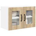vidaXL Nástenný sklenený kabinet PORTO Sonoma dub 60 x 31 x 40 cm