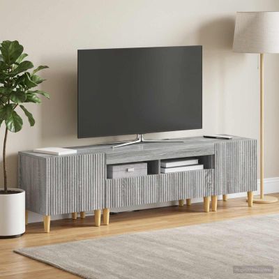 vidaXL 3-dielny LED TV stolík ARNHEM 3 ks Sivý Sonoma Kompozitné drevo