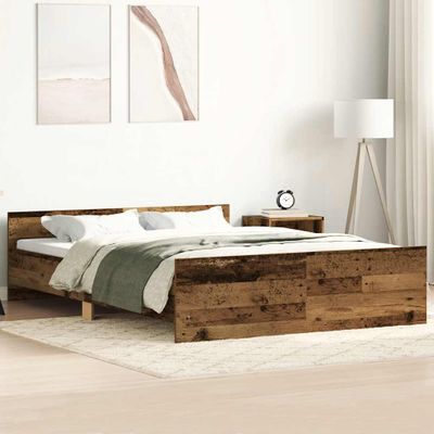 vidaXL Posteľný rám bez matraca staré drevo 150x200cm kompozitné drevo