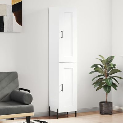 vidaXL Vysoká skrinka biela 34,5x34x180 cm spracované drevo