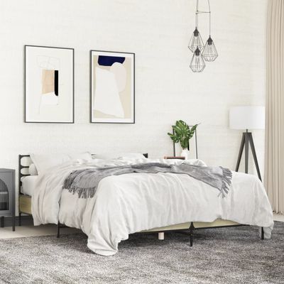 vidaXL Posteľný rám dub sonoma 150x200 cm kompozitné drevo a kov