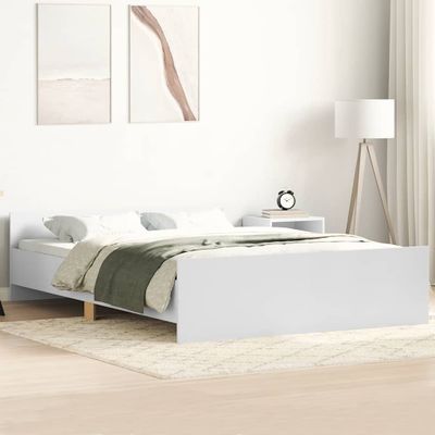 vidaXL Posteľný rám s predným a zadným čelom, biely 140x190 cm