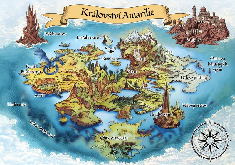 Mapa na plátne Legenda o Zagorovi - Kráľovstvo Amarilie