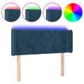vidaXL Čelo postele s LED tmavomodré 93x16x78/88 cm zamat