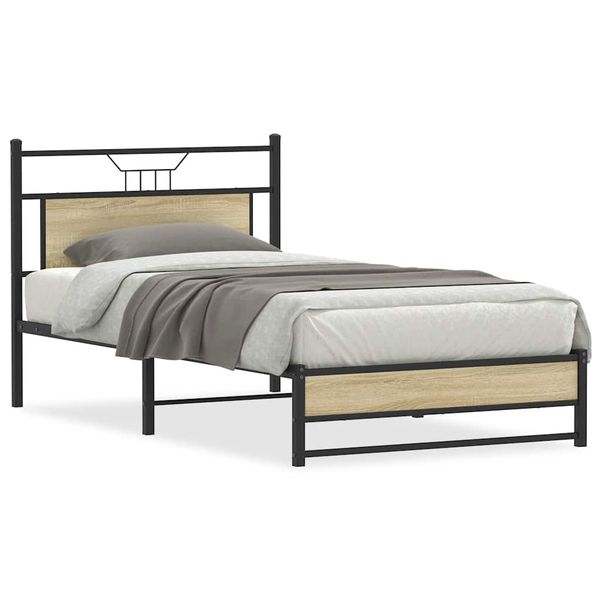 vidaXL Posteľný rám bez matraca dub sonoma 107x203 cm kompozitné drevo