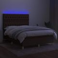 vidaXL Posteľ boxsping s matracom a LED tmavohnedá 140x190 cm látka