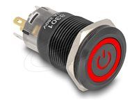 Push Switch for Installation black 19 mm