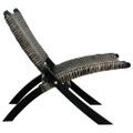 vidaXL Relaxačné kreslo, čierne,prírodný kubu ratan a mahagónový masív
