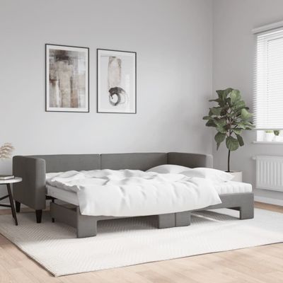 vidaXL Rozkladacia denná posteľ s matracmi tmavosivá 80x200 cm látka