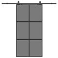 vidaXL Posuvné dvere s kovaním čierne 102,5x205 cm tvrdené sklo