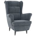 vidaXL Kreslo wingback s podnožkou tmavosivé zamatové