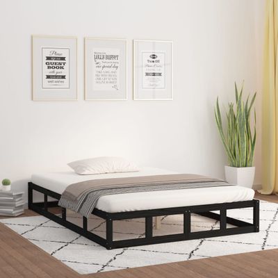 vidaXL Rám postele čierny 180x200 cm Super King masívne drevo