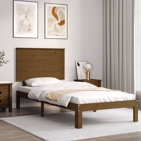 vidaXL Posteľný rám s čelom medovohnedý 90x200 cm masívne drevo