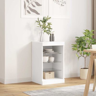 vidaXL Komoda s LED svetlami biela 41x37x67 cm