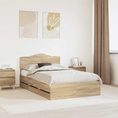 vidaXL Rám postele Sonoma dub 120 x 190 cm Inžinierske drevo