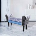 vidaXL Lavička, patchwork, modro biela