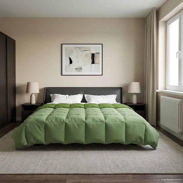 vidaXL Prikrývka na celý rok Šnurovaný Zelená 200 x 220 cm Mikrovlákno