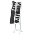 vidaXL Voľne stojace zrkadlo s LED, biele 34x37x146 cm