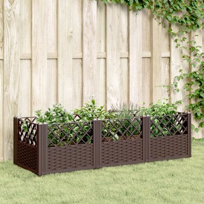 vidaXL Záhradný kvetináč s kolíkmi hnedý 123,5x43,5x43,5 cm PP