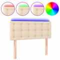 vidaXL Čelo postele s LED krémové 80x5x78/88 cm látka