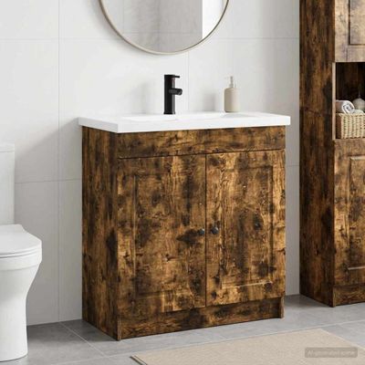 vidaXL Sada kúpeľňového nábytku Dymový dub 78,5 x 37,5 x 81 cm