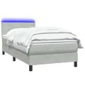 vidaXL Posteľný rám boxsping s matracom a LED bledosivý 90x220 cm zamat
