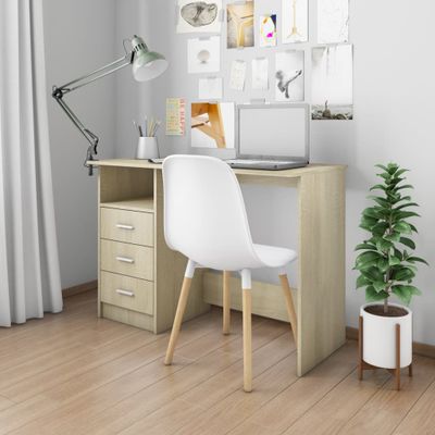 vidaXL Stôl so zásuvkami dub sonoma 110x50x76 cm drevotrieska