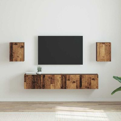 vidaXL TV nástenná skriňa Nástenný 2 pcs Staré drevo 30 x 31 x 40 cm