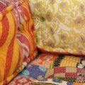 vidaXL Taburetka, patchwork, látka