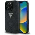 Guess Hardcase PU Grained Hot Stamp 4G Triangle Metal Case pre iPhone 16 Pro 6,3" čierna