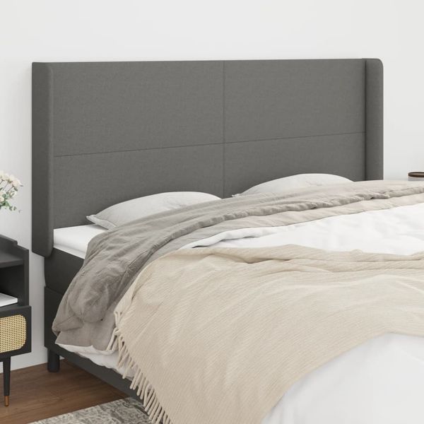 vidaXL Čelo postele so záhybmi tmavosivé 183x16x118/128 cm látka