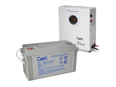 Zdroj záložný GETI GEP501 sínus 500 W nástenný + batérie 120 Ah