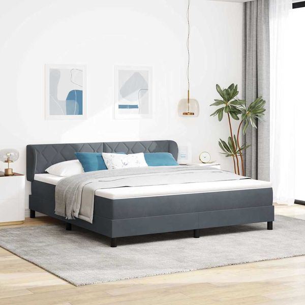 vidaXL Posteľ s pružinovým rámom Tmavo šedá 180 x 200 cm Zamat