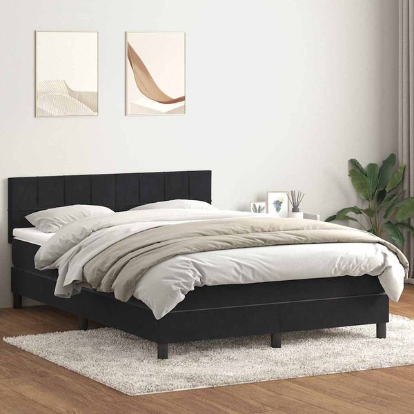 vidaXL Posteľný rám boxspring s matracom čierny 140x210 cm zamat