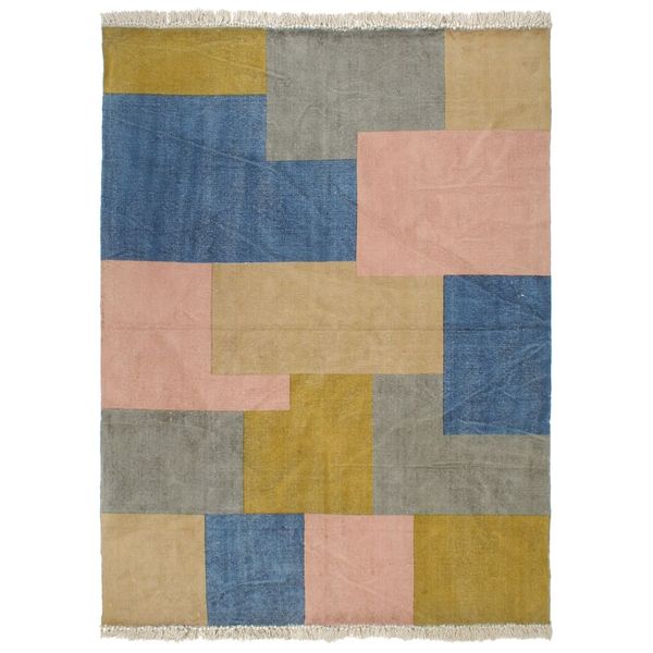 vidaXL Ručne tkaný koberec Kilim, bavlna 120x180 cm, potlač, farebný