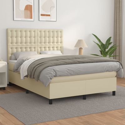 vidaXL Boxspring posteľ s matracom krémová 140x190 cm umelá koža
