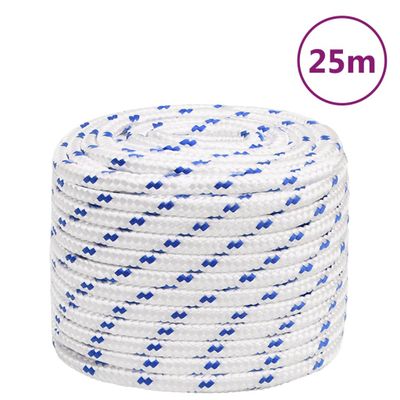 vidaXL Lodné lano biele 16 mm 25 m polypropylén