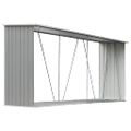 vidaXL Záhradná kôlňa na drevo galvanizovaná oceľ 330x84x152 cm sivá
